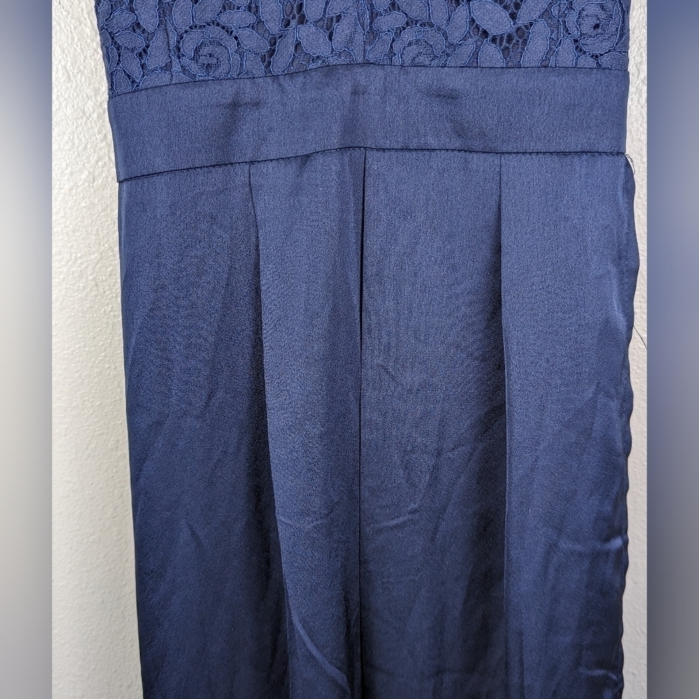 Showpo Navy Inspired Tribe Plunge Neckline Maxi Lace Open Leg Dress Size US 6 - Picture 7 of 13